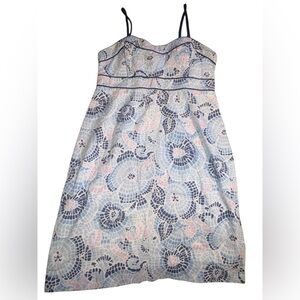 Vineyard Vines Blue and Pink Mosaic Midi Dress size 8 M-L great vacation dress